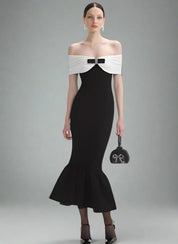 "Noir Étoile" Off Shoulder Dress