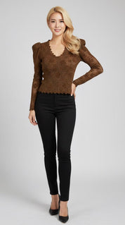 Elegant Blossom Mesh Top