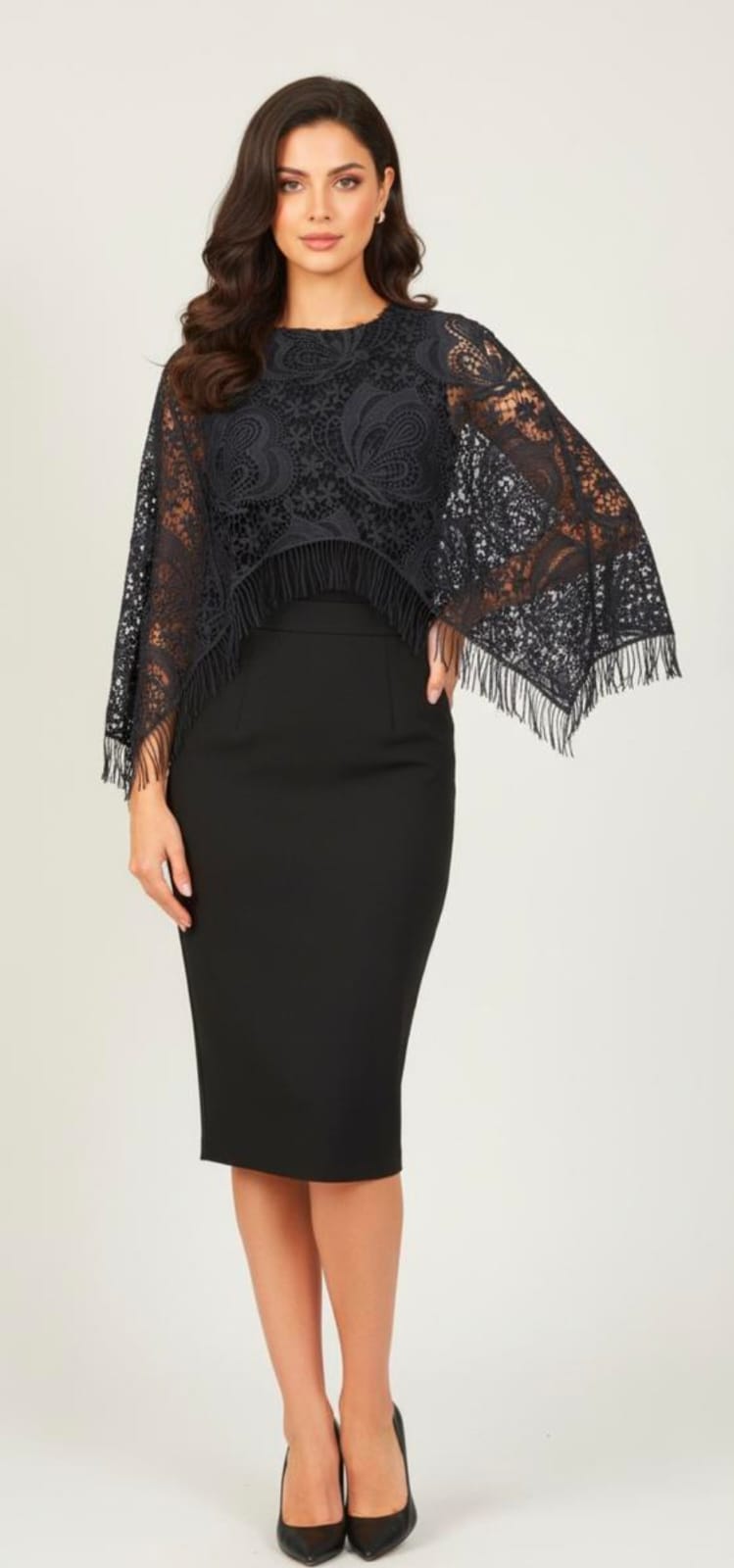 Noir Elegance Crochet Cape