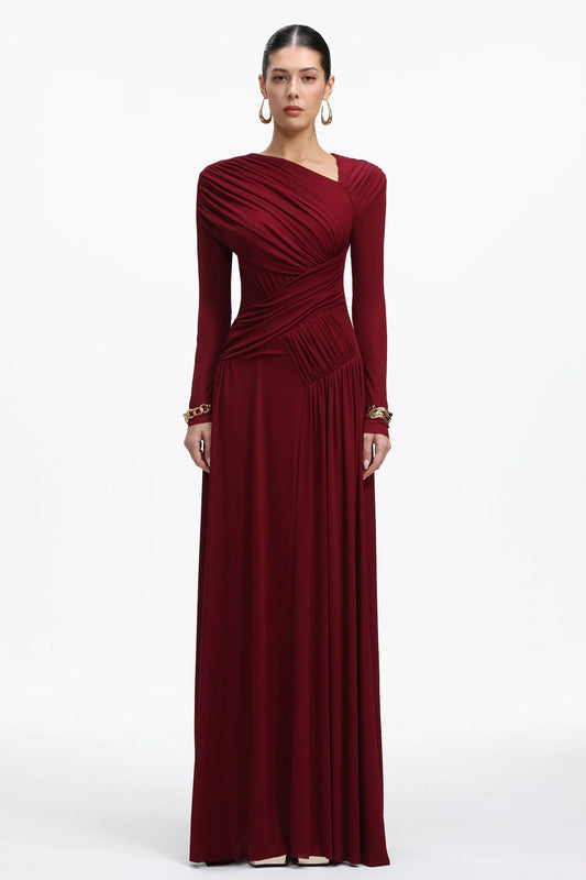 Crimson Draped Maxi