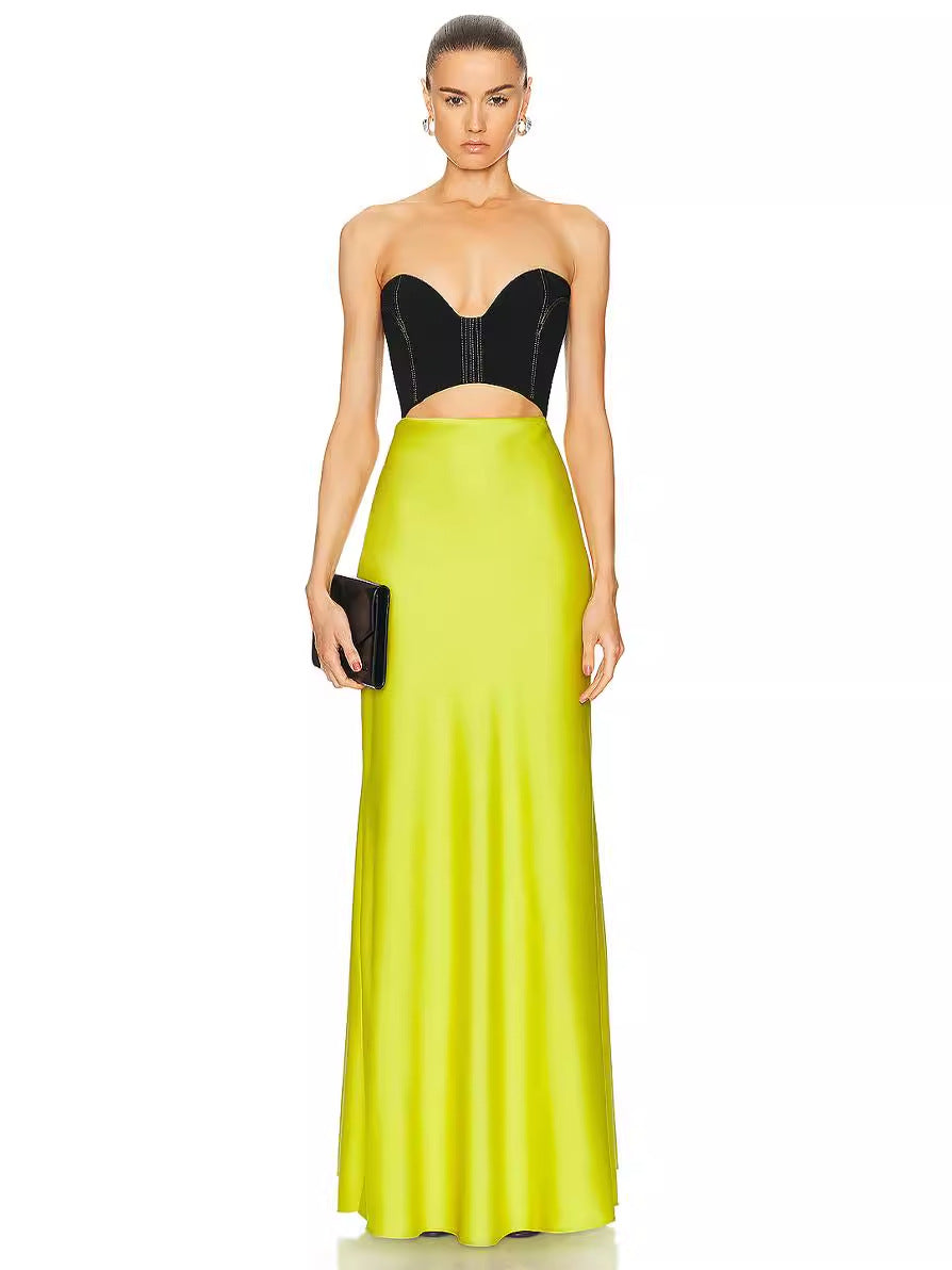 Patchwork Strapless Maxi Dress - thelatestlabels