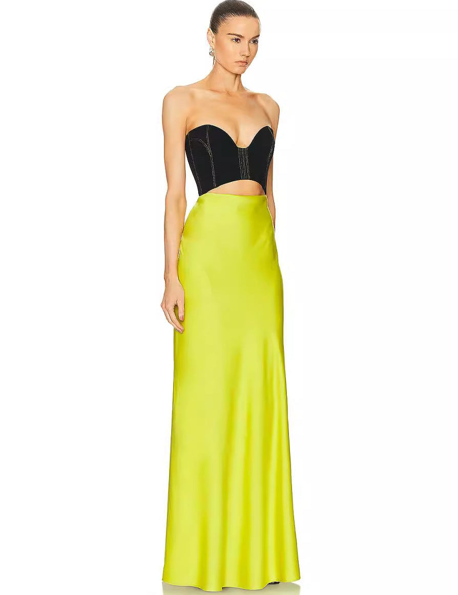Patchwork Strapless Maxi Dress - thelatestlabels