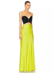 Patchwork Strapless Maxi Dress - thelatestlabels