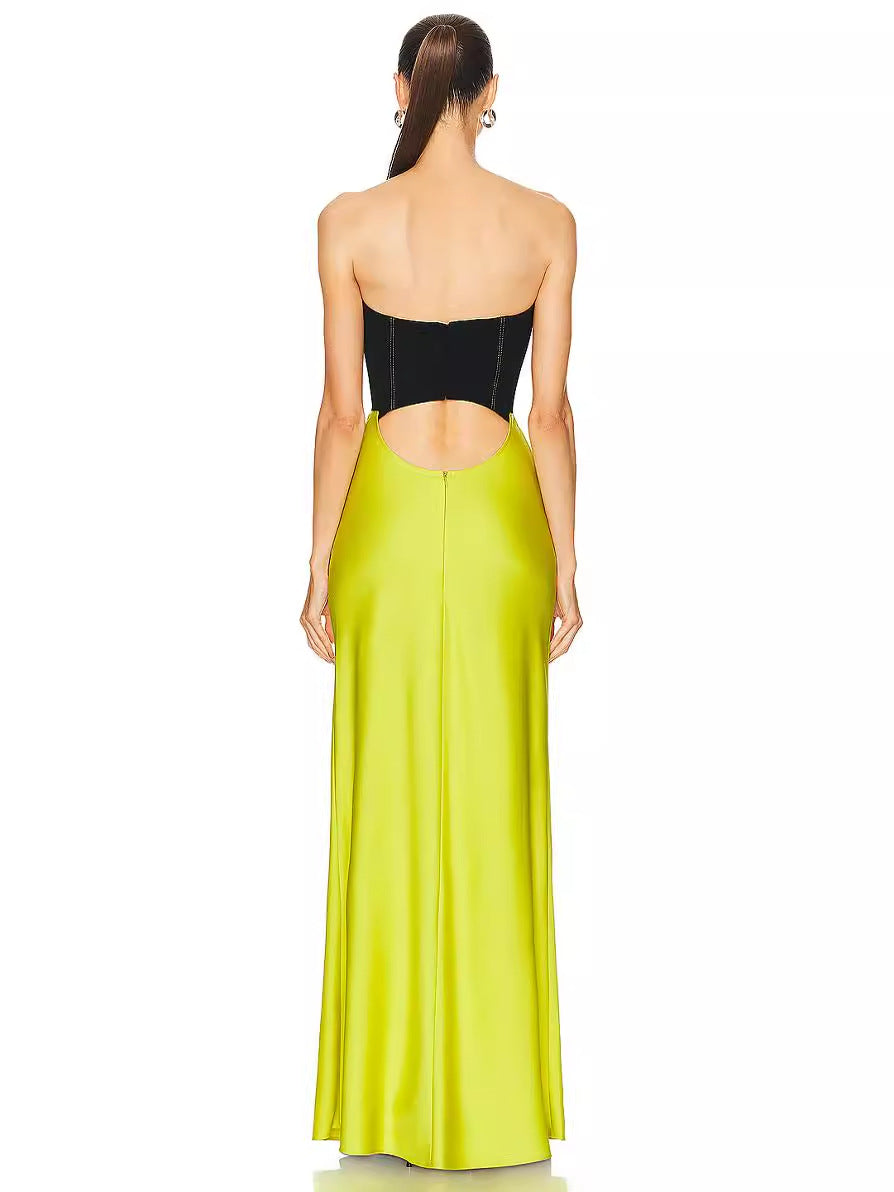Patchwork Strapless Maxi Dress - thelatestlabels