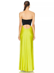 Patchwork Strapless Maxi Dress - thelatestlabels