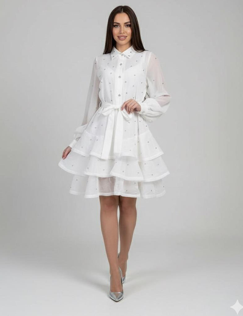 Midnight Constellation Ruffle Dress