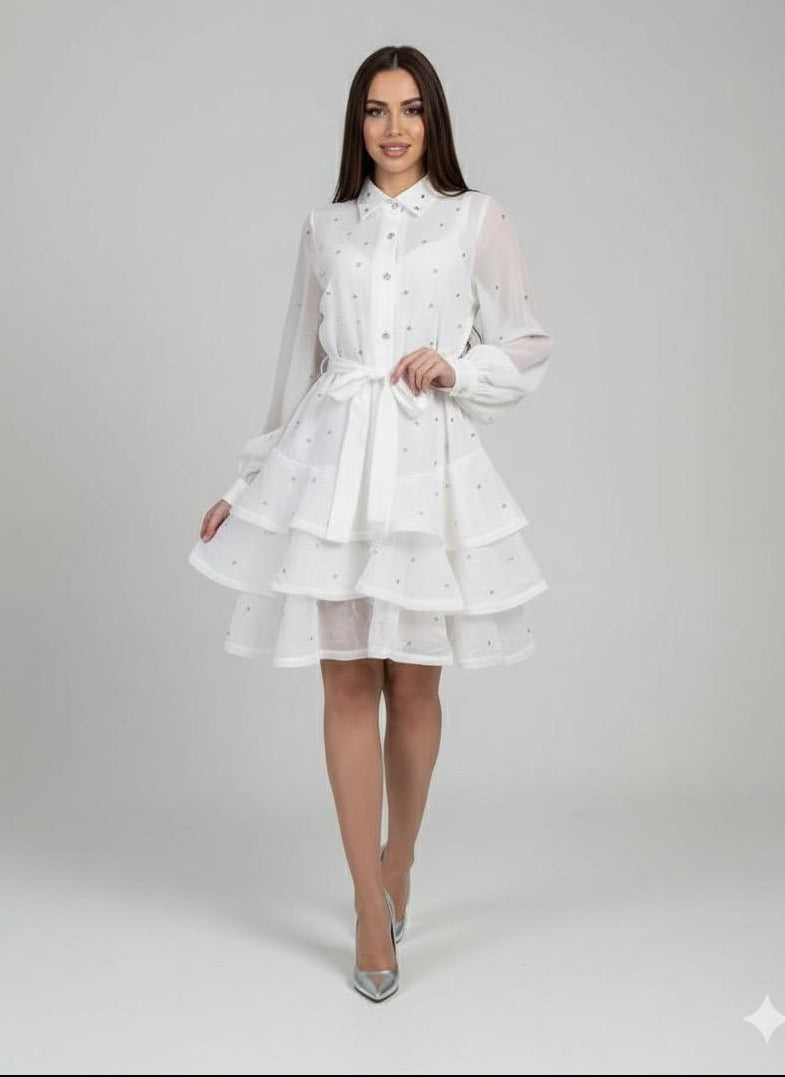 Midnight Constellation Ruffle Dress