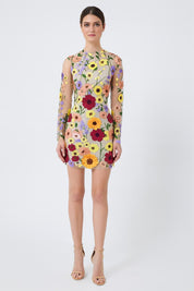 Midnight Garden Embroidered Mesh Dress