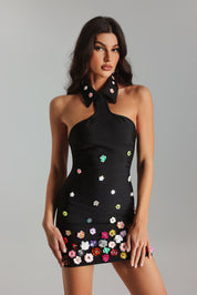 Elysian Floral Embellished Bandage Label Dress