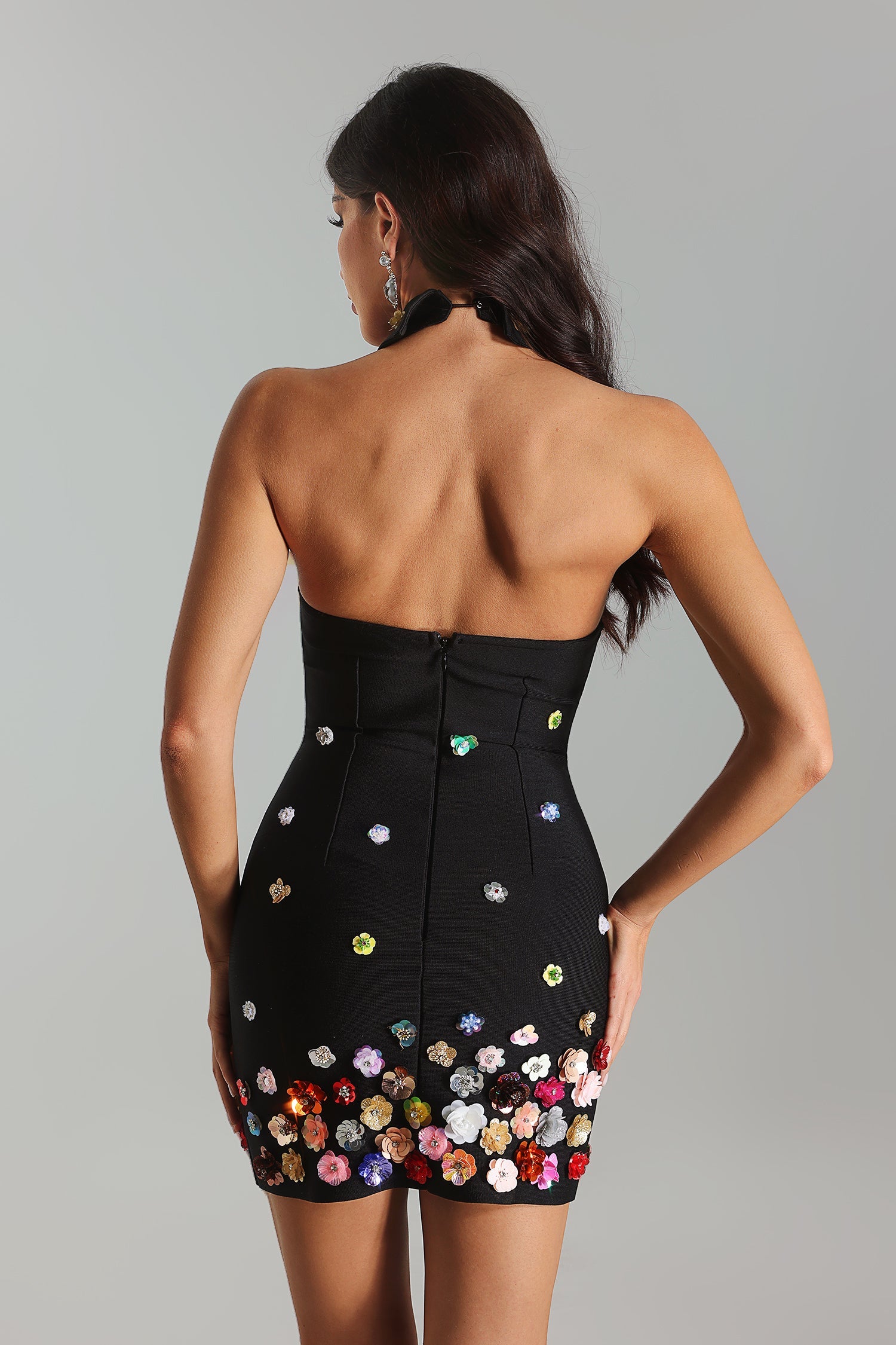 Elysian Floral Embellished Bandage Label Dress
