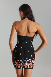 Elysian Floral Embellished Bandage Label Dress