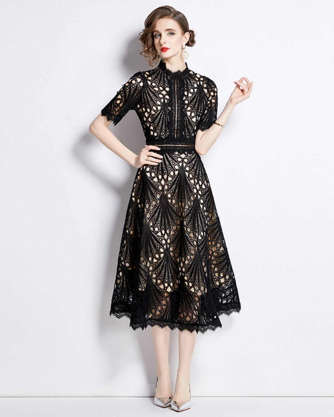 Sky Garden Lace Midi Dress