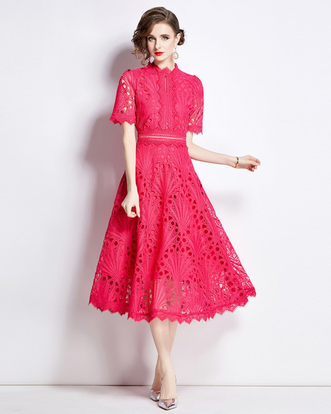 Sky Garden Lace Midi Dress