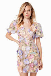 Blossom Kiss 3D Floral Mini Dress