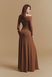 Off-Shoulder Draped Maxi Dress