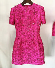Fuchsia Crystal Bloom Mini Dress