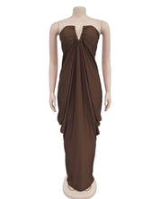 Mocha Drape Elegance Gown