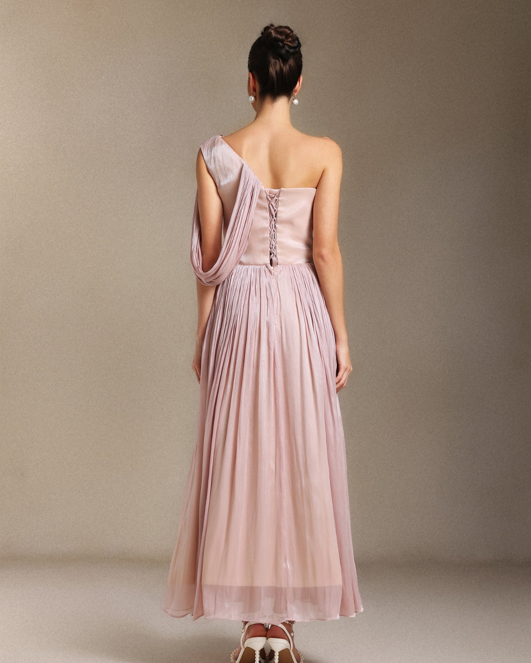 Blush Athena One-Shoulder Gown