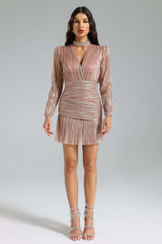 Rose Dusk Metallic Mini Dress