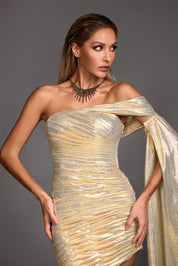 Golden Mirage One-Shoulder Gown