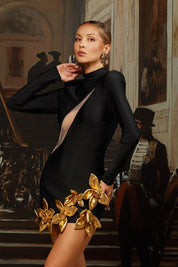 Golden Petal Statement Dress