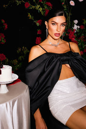 Midnight Luxe Bow Label Top
