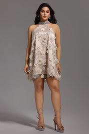 Blossom Luxe Embellished Halter Mini Dress