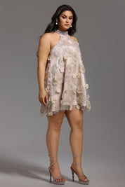 Blossom Luxe Embellished Halter Mini Dress