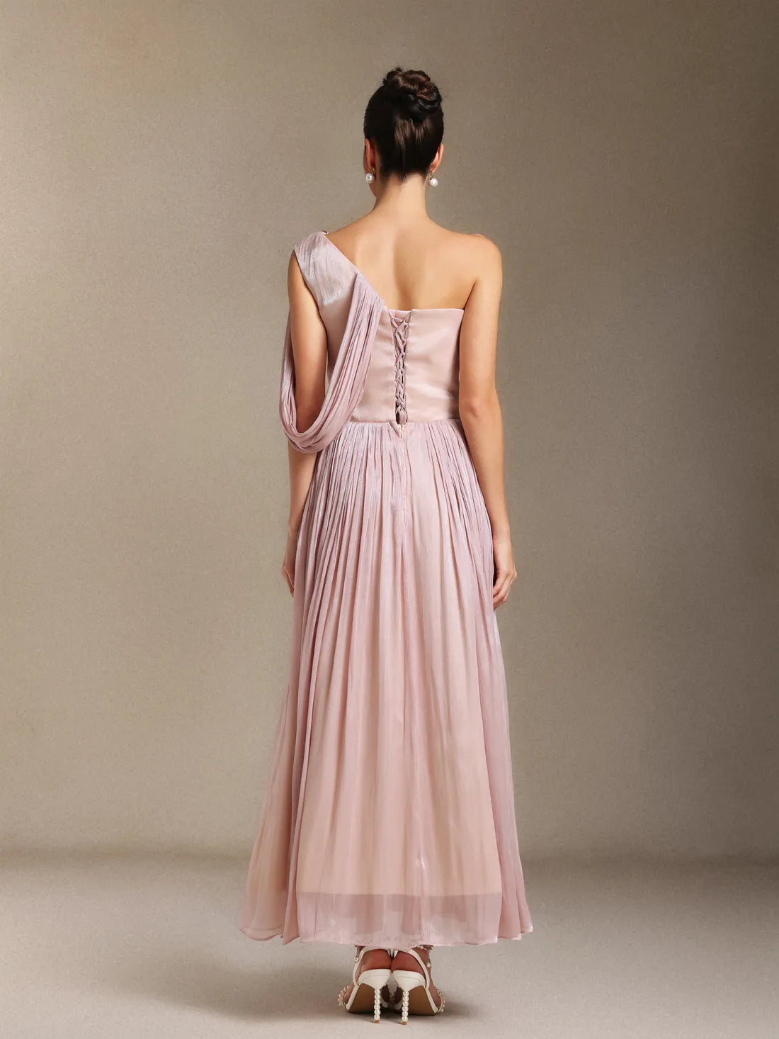 Blush Athena One-Shoulder Gown