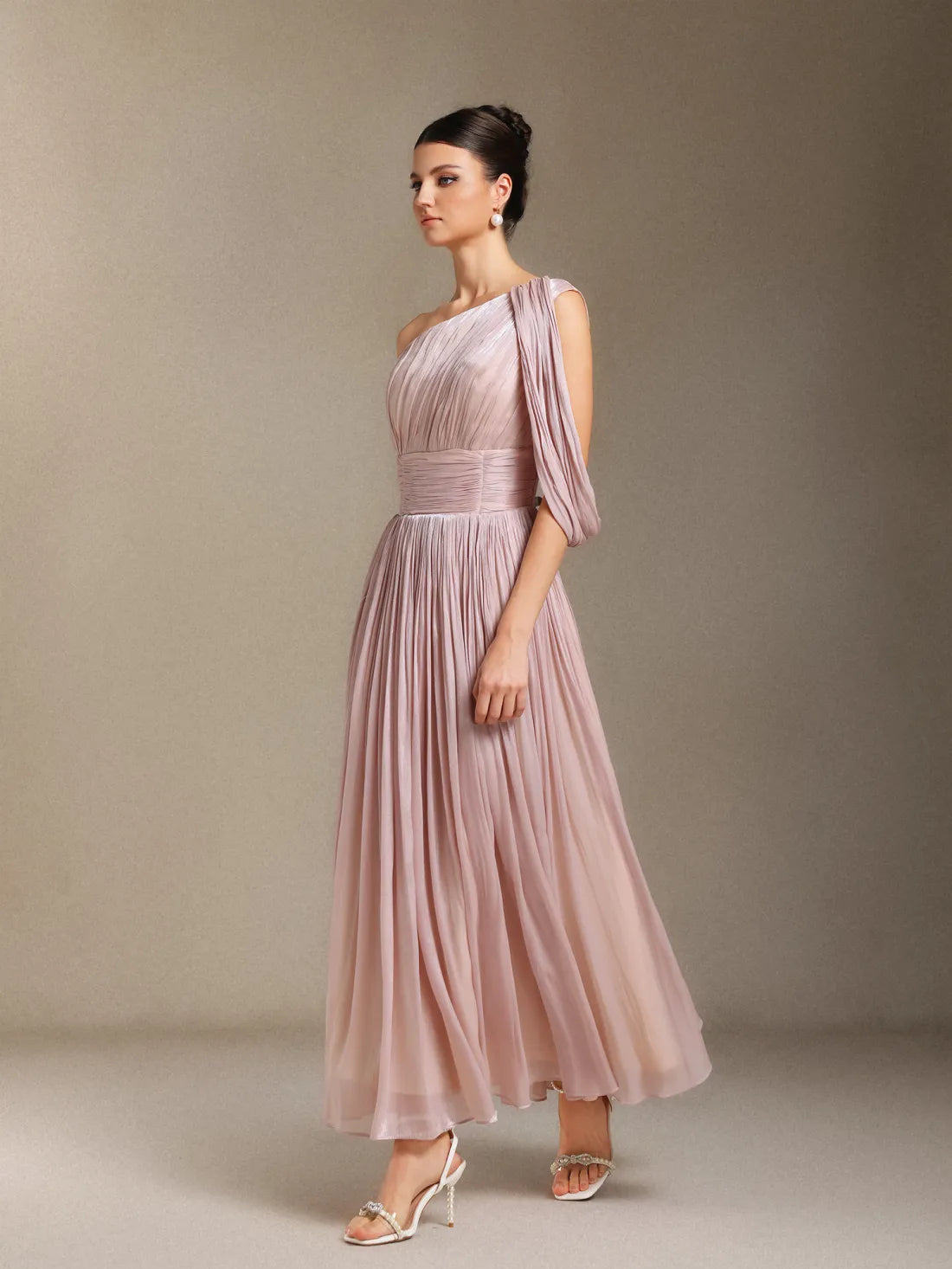 Blush Athena One-Shoulder Gown