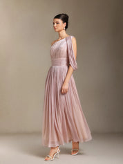 Blush Athena One-Shoulder Gown