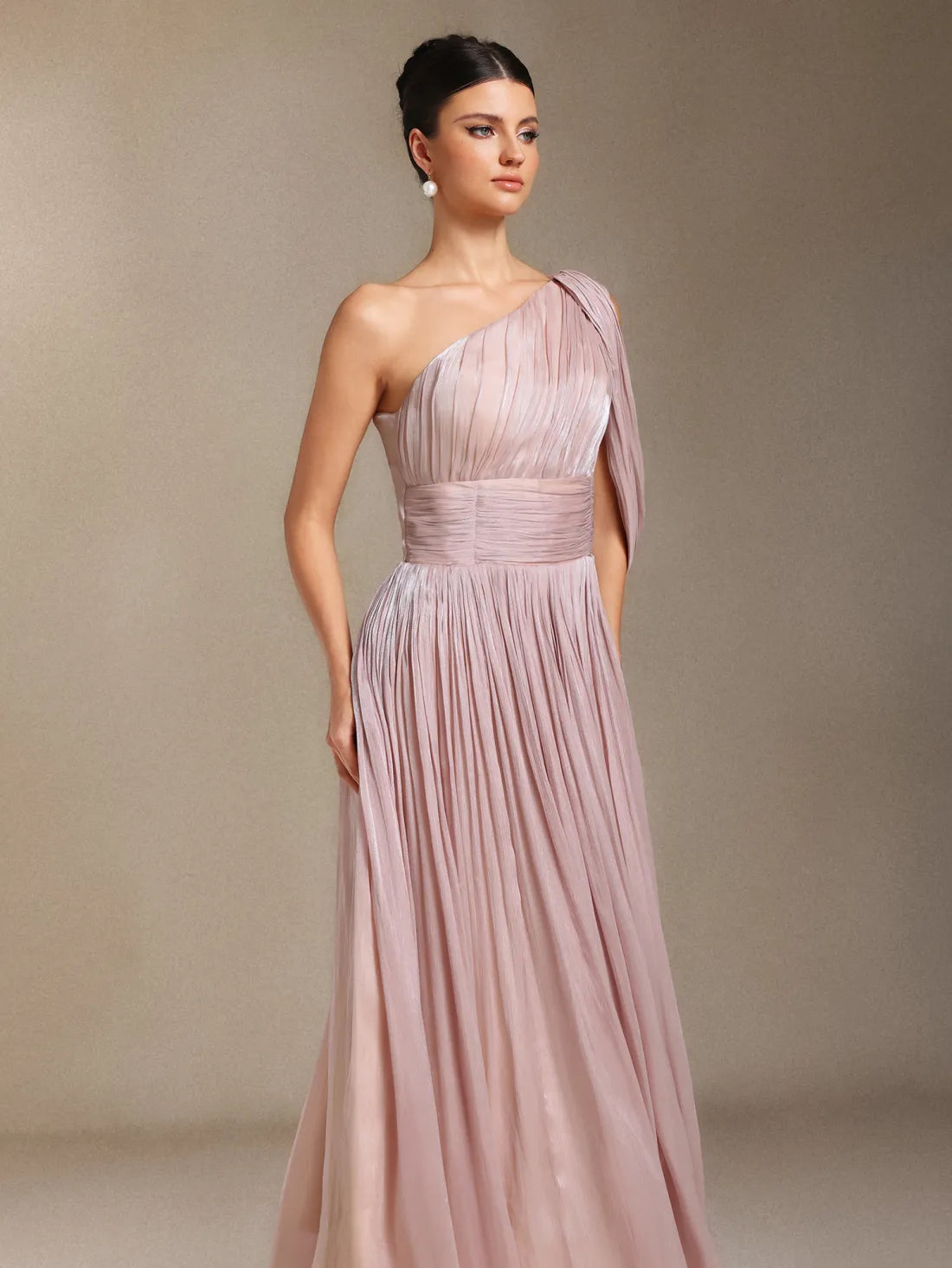 Blush Athena One-Shoulder Gown
