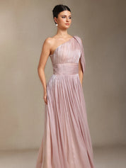 Blush Athena One-Shoulder Gown