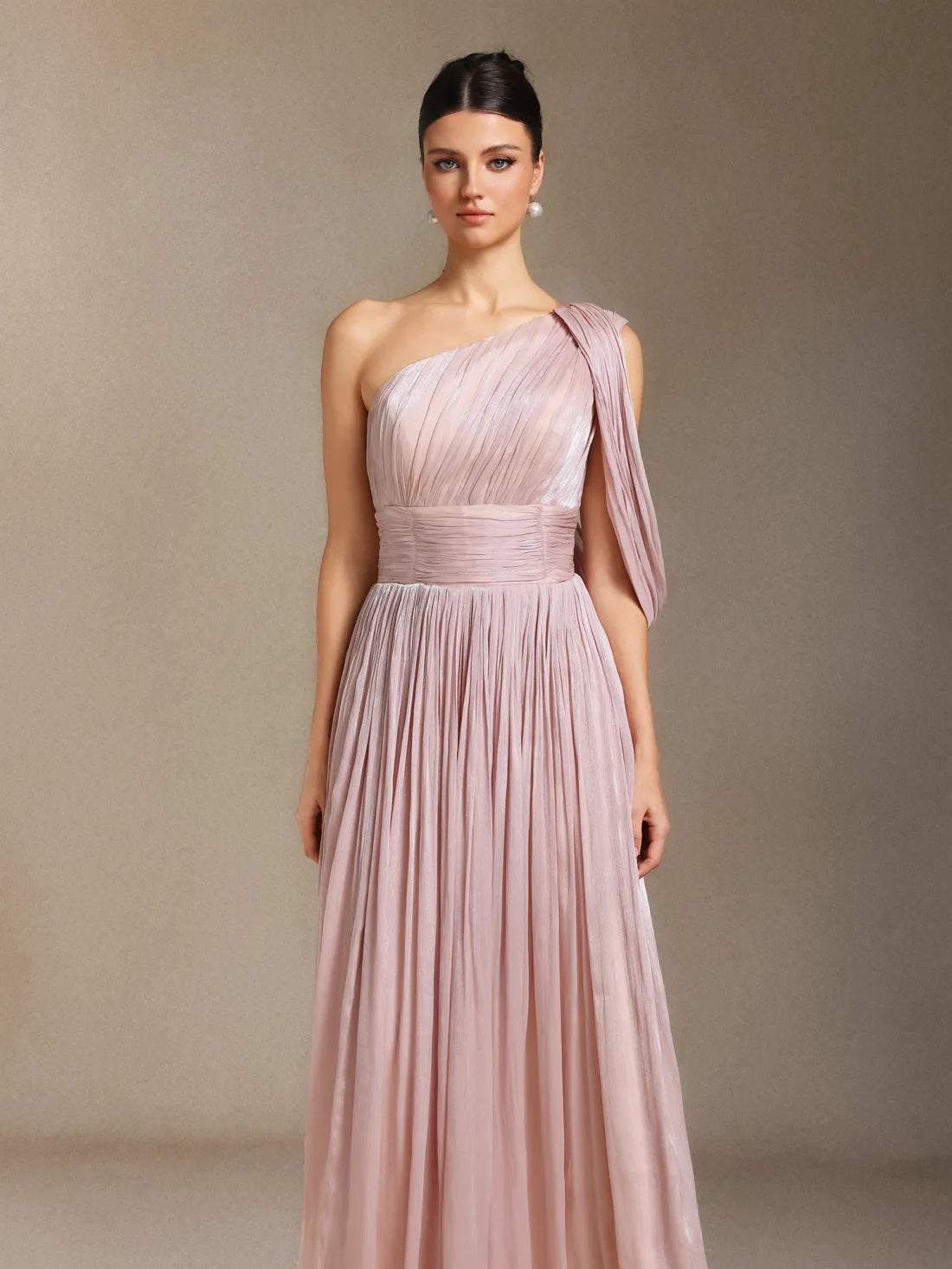 Blush Athena One-Shoulder Gown