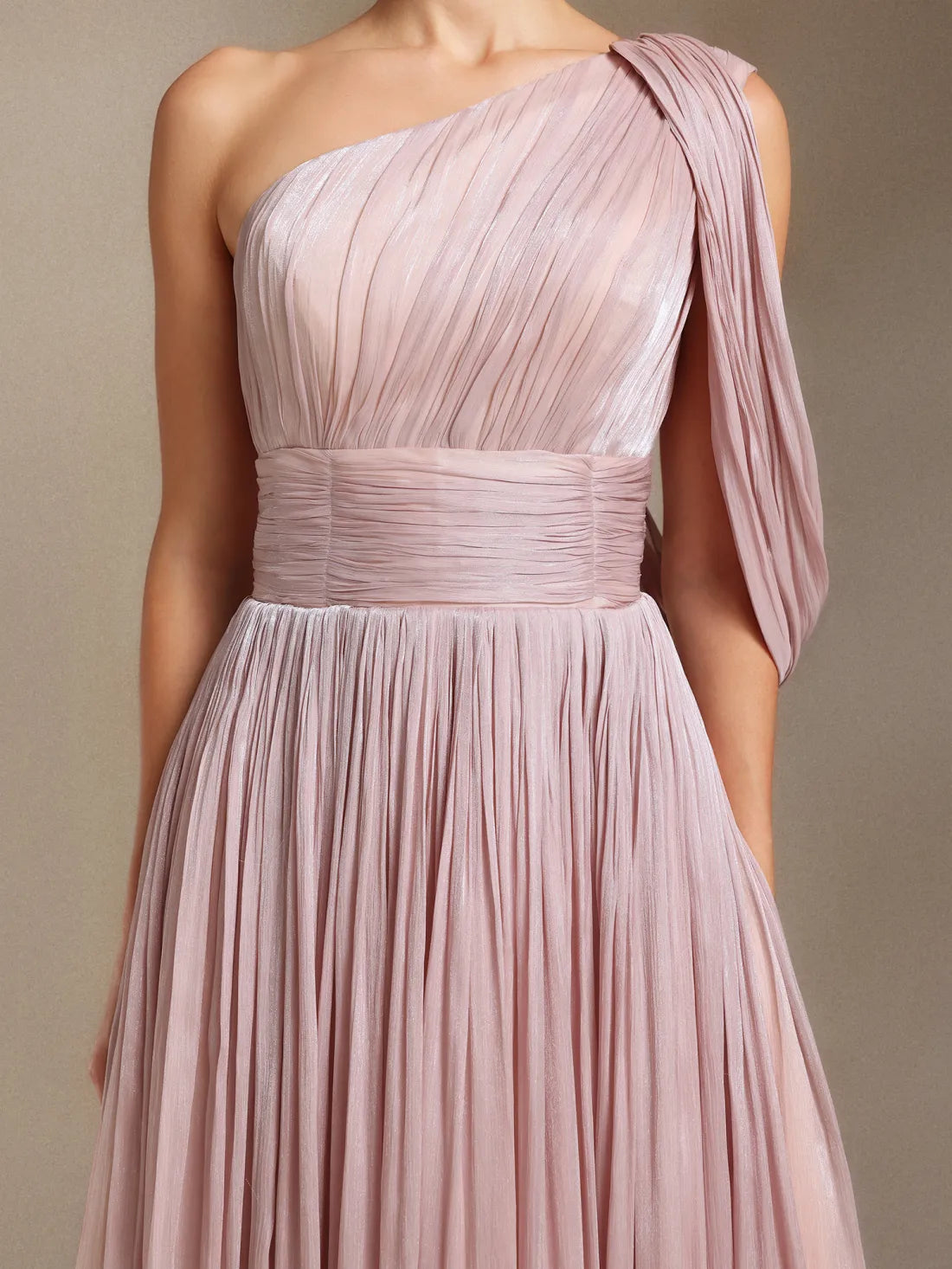 Blush Athena One-Shoulder Gown