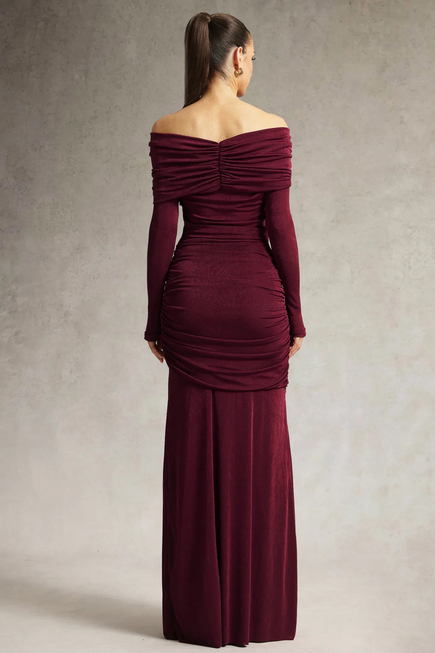 Jillian Off Shoulder Ruched Red Dress