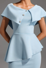 Blue Grace Peplum Midi Dress