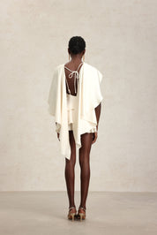 White Ruffle Cape Dress