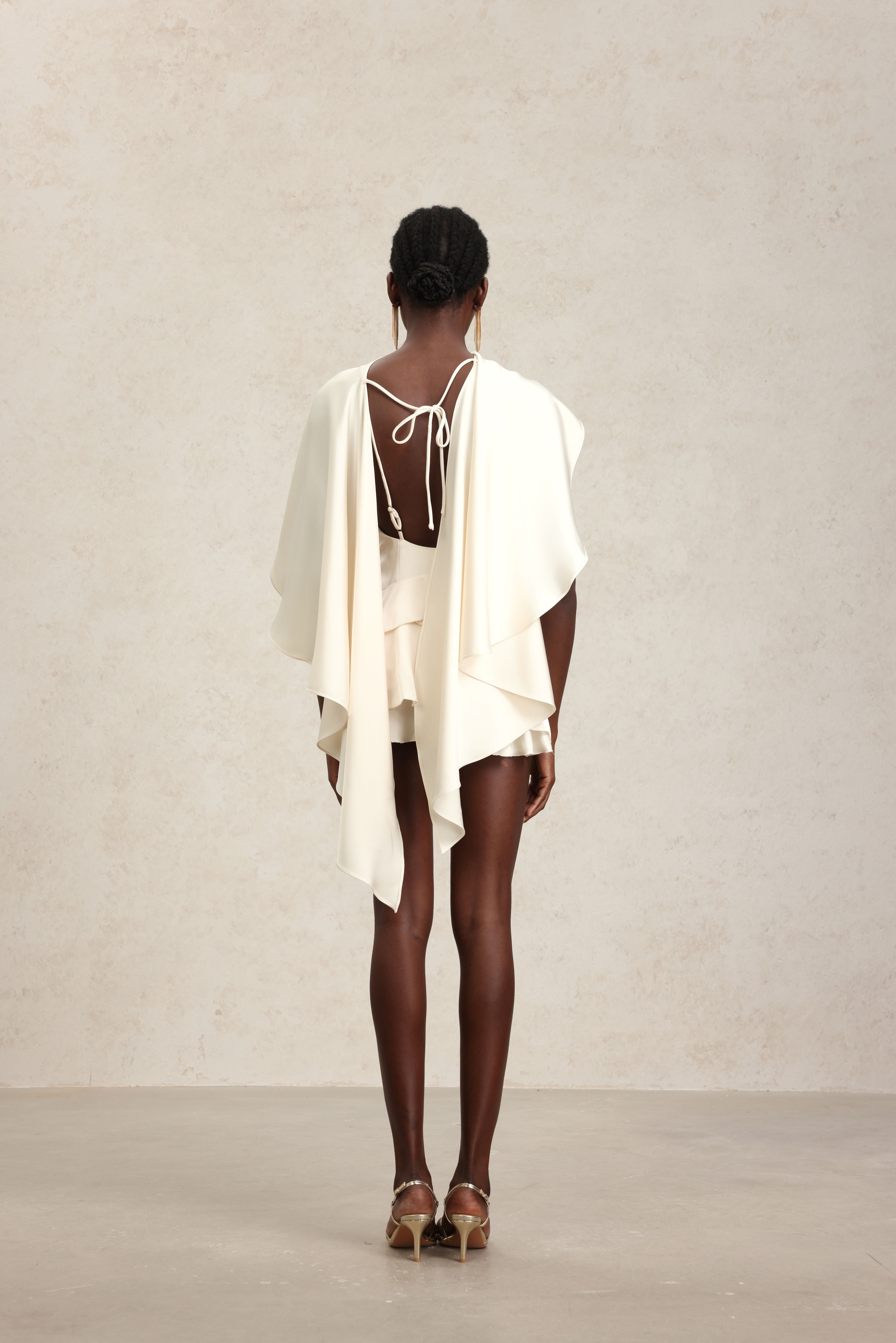 White Ruffle Cape Dress