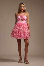 Pink Floral Mini Dress
