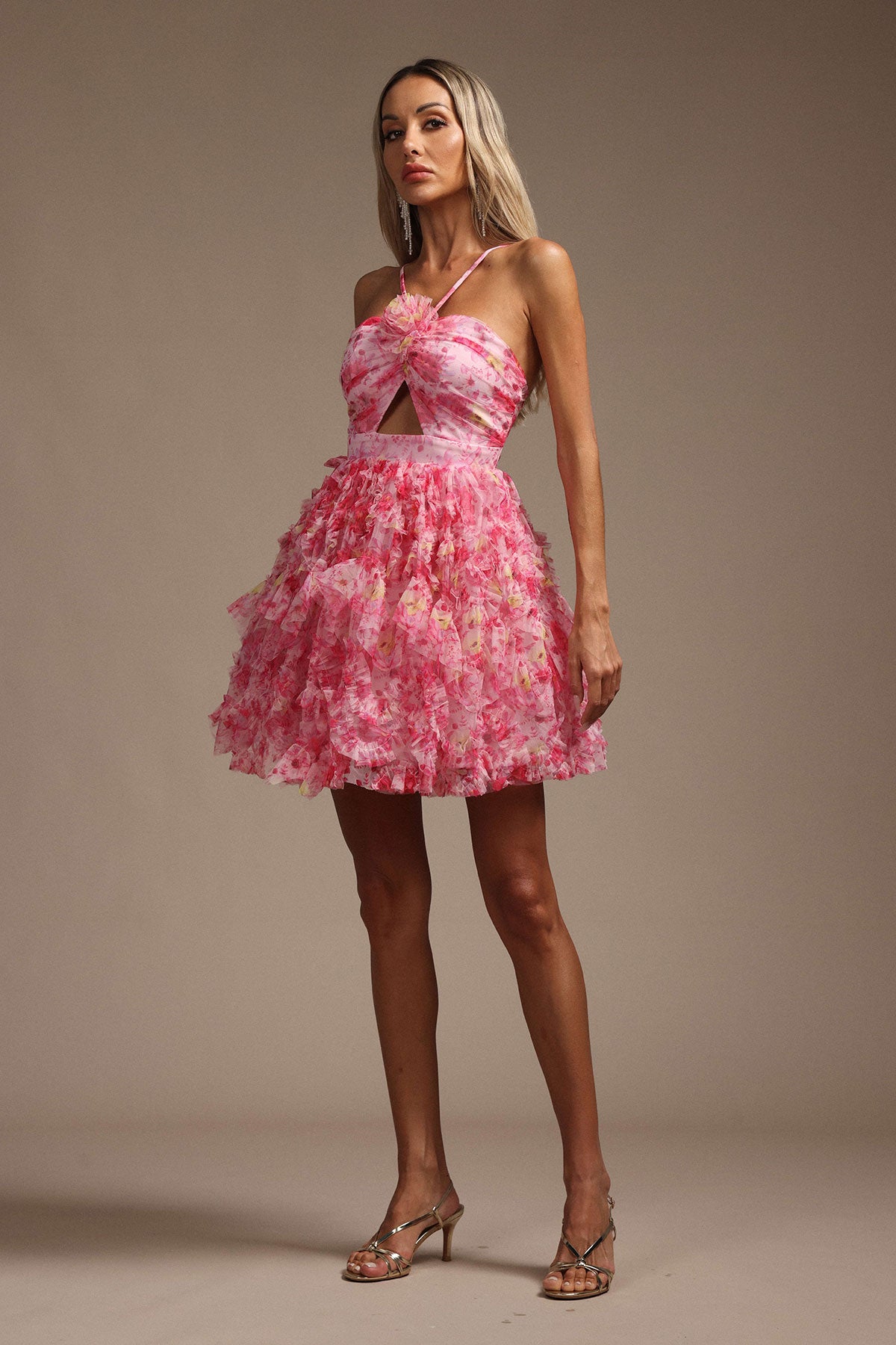 Pink Floral Mini Dress