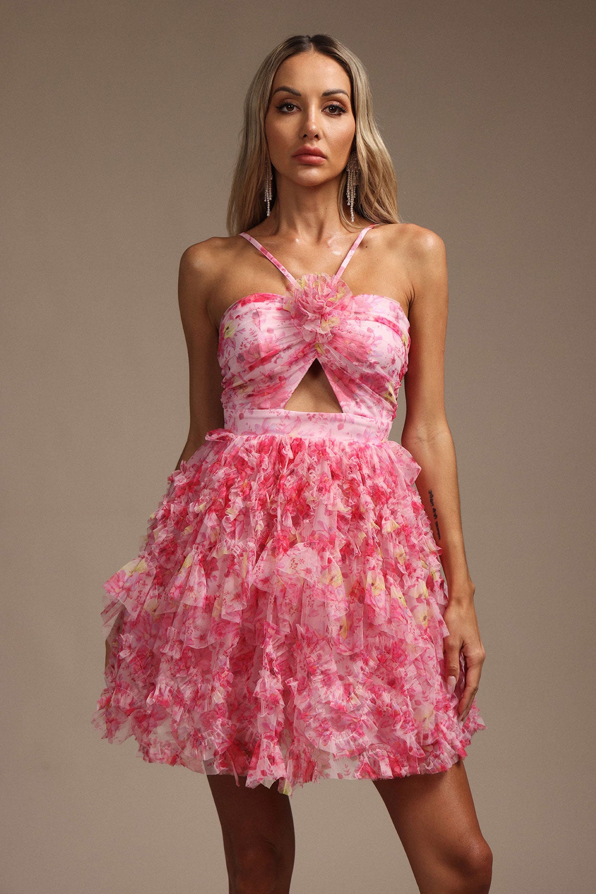 Pink Floral Mini Dress