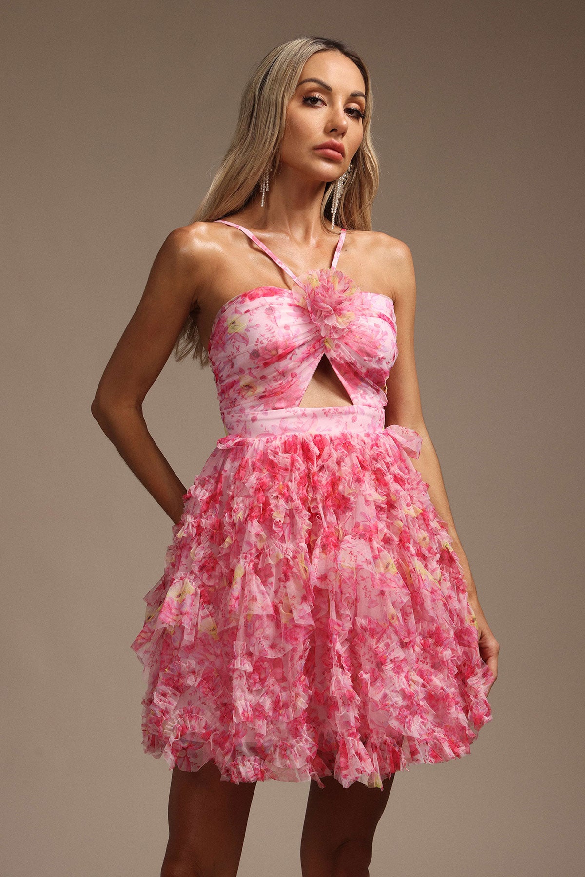 Pink Floral Mini Dress