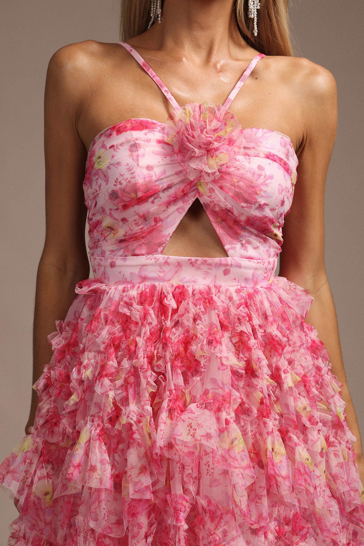 Pink Floral Mini Dress