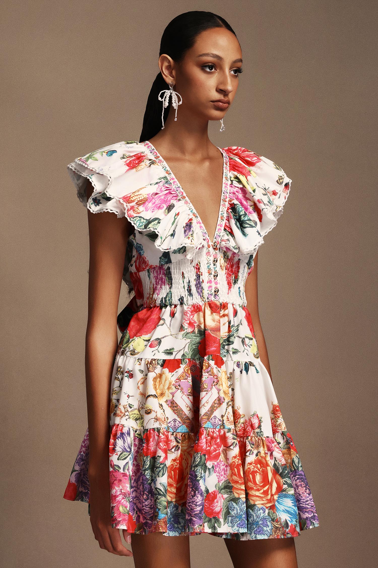 Floral Symphony Ruffle Dress