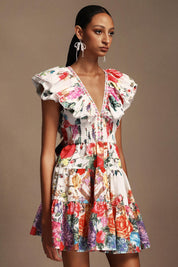 Floral Symphony Ruffle Dress