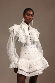 Dotted Drama High-Neck Co-Ord Set