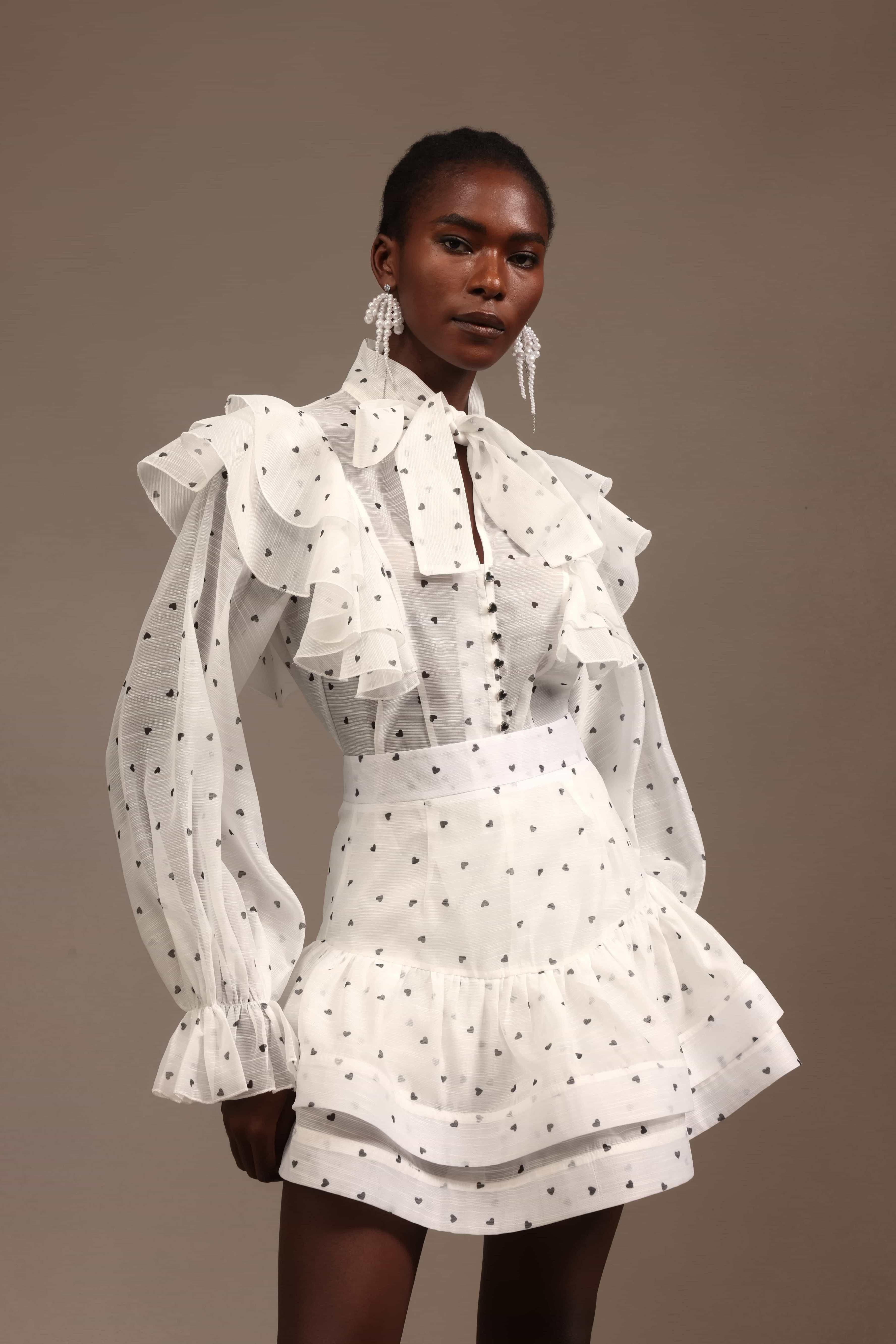 Dotted Drama High-Neck Co-Ord Set