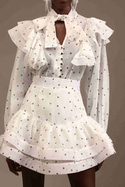 Dotted Drama High-Neck Co-Ord Set