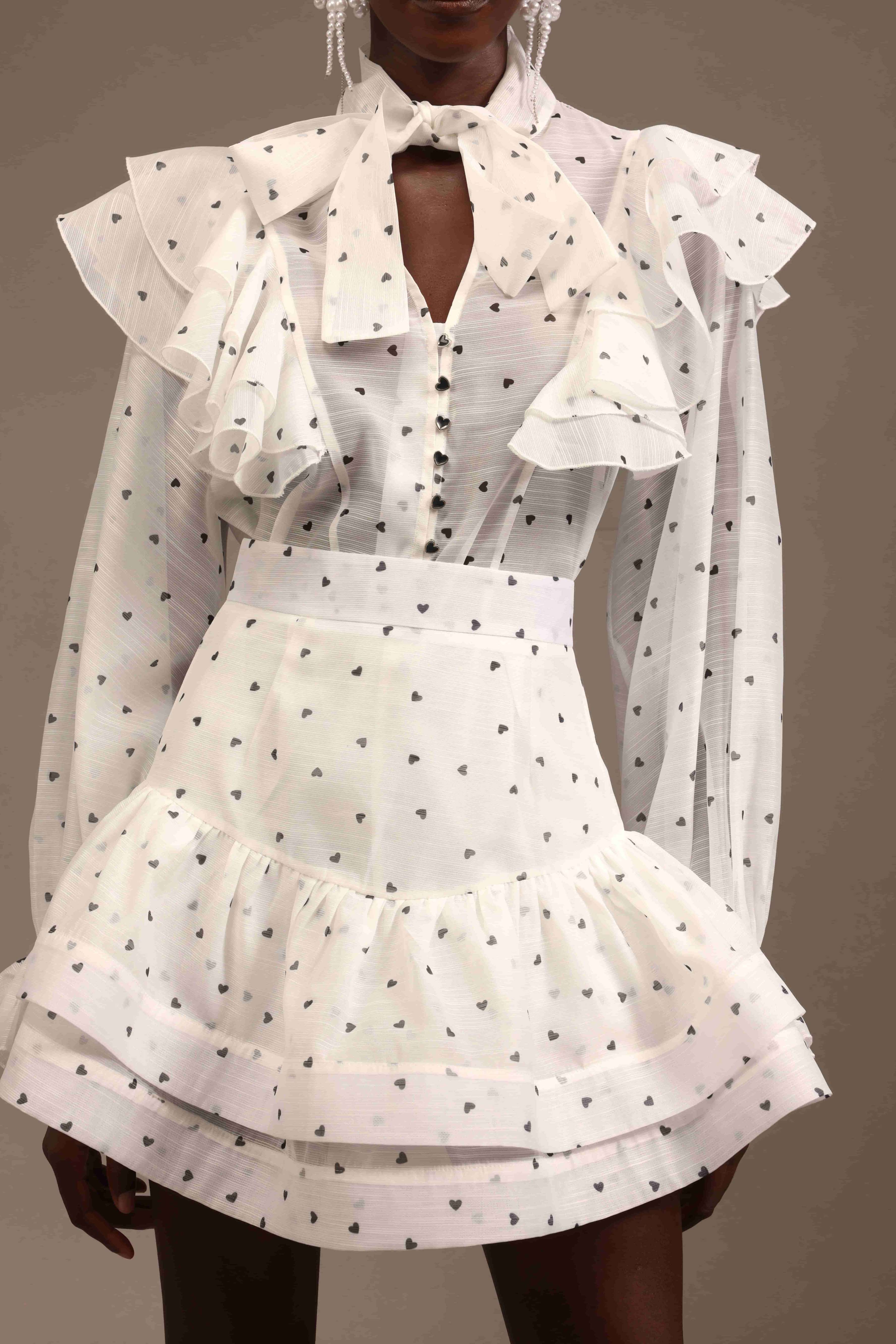 Dotted Drama High-Neck Co-Ord Set